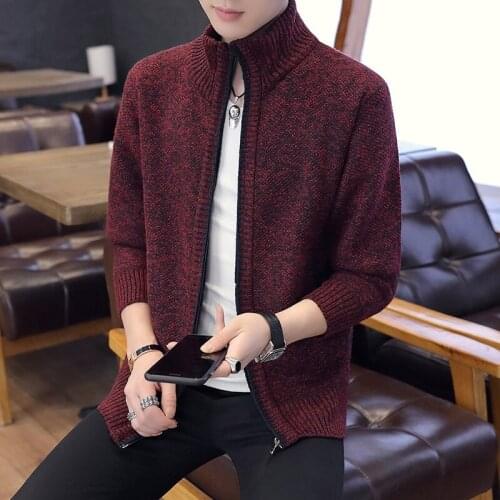 2019 Thick Warm New Fashion Sweater Cardigan Men Slim Fit Jumpers Knitred Winter Korean Men Turtleneck Sweater Teenagers KK3076