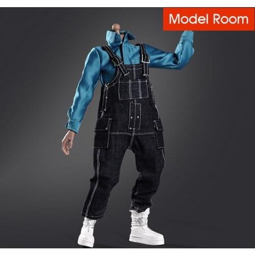 1/6 Scale Male Figure Accessory Male Shirt Overalls Shirt Pants Shoes Suit Set Model for 12 inches Body