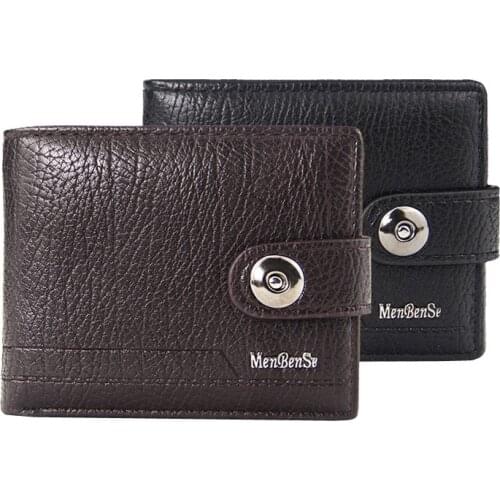 New Arrival Mens Leather Wallet With Coin Pocket Large Capacity Business Purse Magnet Hasp Money Bag ID Card Holder For Male