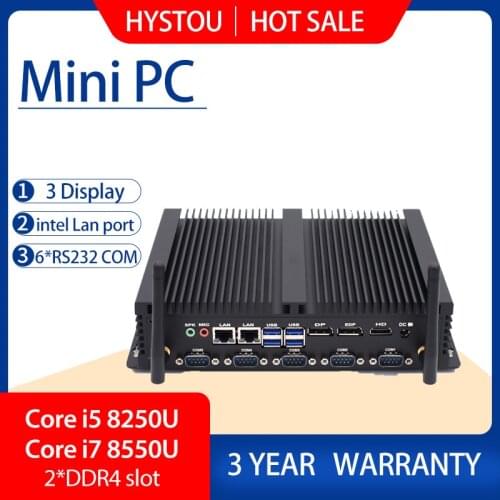 ITX Industrial Mini Desktop PC Core i5 8250U i7 8550U support three display LPT printing port wall hanging Tiny computer factory