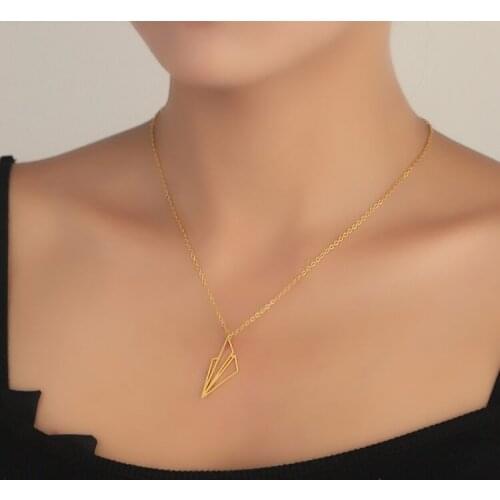 Trendy Paper Airplane Plane Pendant Necklace Travel Trip Aircraft Jewelry for Women Mens