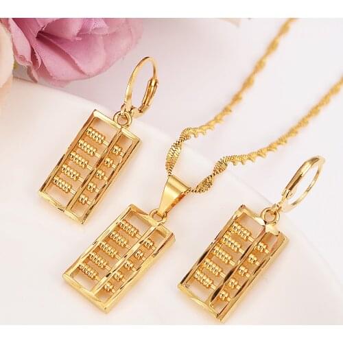 Gold Necklace Earring Set Women Party Gift abacus Jewelry Sets daily wear mother gift DIY charms women girls Fine kidsJewelry