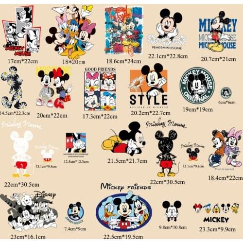 Mickey Mouse Ironing Patches Disney Minnie Hot Transfers Clothing Patch Cartoon DIY Sewing Clothes Bag Decration Sticker Gifts