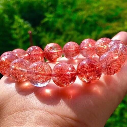 Genuine Natural Red Super 7 Lepidocrocite Quartz Women Man 13.5mm Round Beads Stretch Bracelet AAAAA Certificate