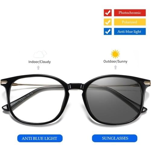 2-in-1Blue Light Blocking Glasses for Women Men Photochromic Sunglasses TR90 Frame Computer Gaming Glasses