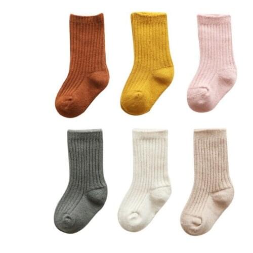Toddler Baby Girls Boys Cotton Solid Knitted Warm Socks Infant Toddler Winter Autumn Soft Newborn Children Socks 0-5Y