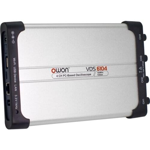 OWON 4 Channels Digital Virtual Oscilloscopes 8bits 70MHz 100MHz 1Gsa/s USB Type-C 5-15V 10M Record VDS6074 VDS6104 Oscilloscope