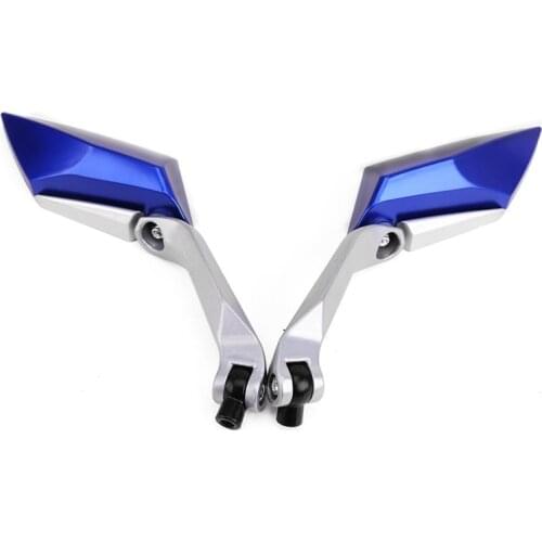 Pair rear-view mirror for motorcycle Scooter tread screw 8mm 10mm M8 M10 blue color