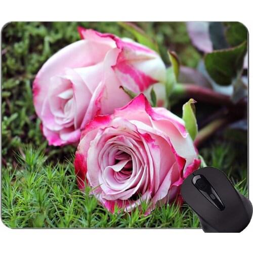 Rectangle Mouse Pad,Rose grass -Stitched Edges