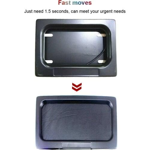 Electric License Plate Frame + Remote Set Hide Away Shutter Cover Up Bracket