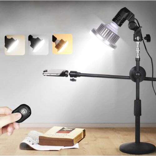 Adjustable Desktop Phone Shooting Bracket Stand+ Boom Arm+Super Bright 35W LED Light Photo Studio Kits For Desktop Photo/Video