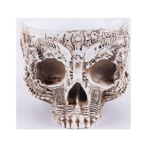 Carved skull flowerpot Halloween props without brain hollow Scene model prop creative cranium pieces