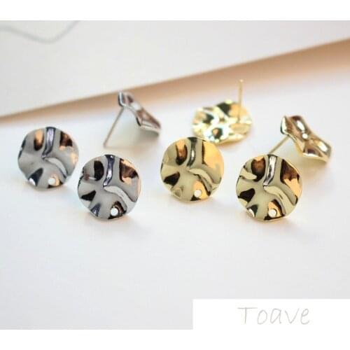 Round Wave Concave-Convex Silver Needle Copper Plated 18K Real Gold DIY Ear Stud Ear Stud Material Accessories