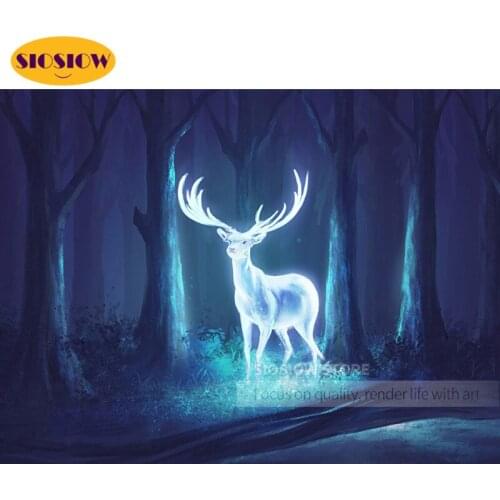 SIOSIOW DIY 5d Diamond Beads Embroidery Elk Deer Dimond Painting Reindeer Animal Fantasy Full Square Home Decoration Unique Gift
