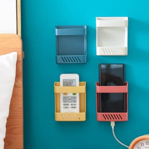 TV Air Conditioner Remote Control Rack Shelf Storage Box Wall-Mounted Punch-Free Mobile Phone Storage Rack Storage Box Organizer