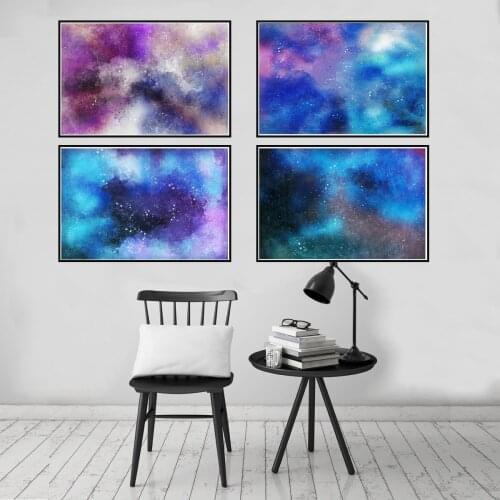 Nordic Gorgeous Colorful Starry Sky Poster Canvas Print Painting Wall Art Bedroom Home Decoration
