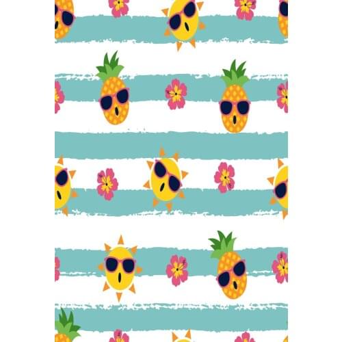 VinylBDS Cartoon Pineapple Tropical Background Blue Stripes Summer Photo Fotocall Infantil For Children Birthday Party