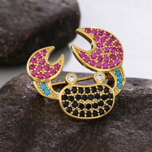 WEIMANJINGDIAN 2021 New Arrival Boutique Jewelry Blink Cubic Zirconia CZ Crystal Crab Brooch Pins