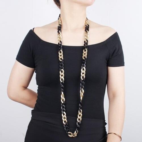 YD&YDBZ Patchcolor Wide Metal Long Necklaces For Women Vintage Big Chains Necklace Golden Color Thick Chain On Neck Jewelry