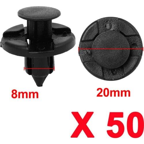 50Pcs/set 8mm Hole Plastic Retainer Bumper Rivet Trim Clip Engine Cover Panel Clip Fasteners For Honda Civic Accord