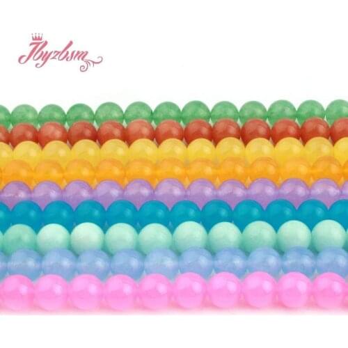 10mm Round Red Blue Yellow Orange Smooth Spacer Beads Stone for DIY Women Fashion Necklace Bracelets Earring Jewelry Making 15"