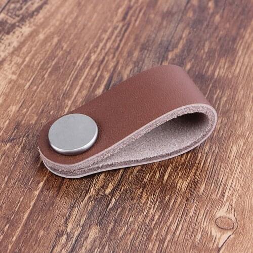 128mm Nordic Eco-Friendly Artificial PU Leather Furniture Drawer Knob Brass Wardrobe Cupboard Cabinet Handle Door Pulls Hardware