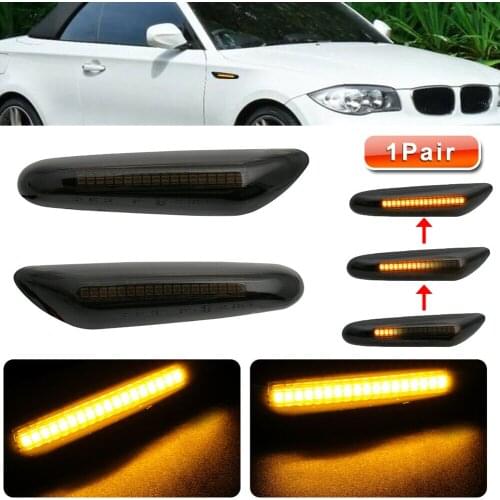 2PCS Smoke Lens Dynamic Flowing LED Turn Signal Side Marker Light Blinker Lamp for BMW E90 E91 E92 E93 E46 E60 E82