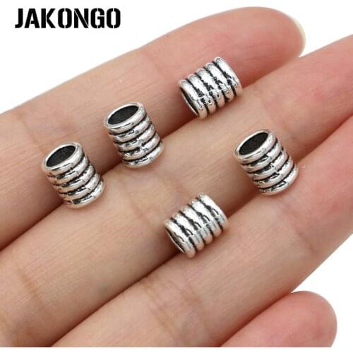 40pcs Antique Silver Round Spacer Beads for Jewelry Making European Bracelet Accessories DIY Handmade Craft 4.5mm