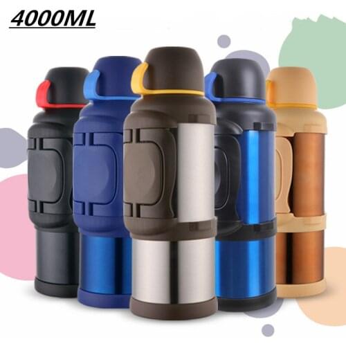 4000ML Stainless Steel Insulated Thermos Travel Coffee Mug Thermo Cup Thermal Vacuum Water Kettle Large My Bottle Thermal Cup 4L