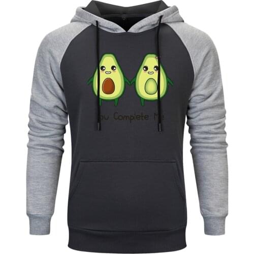 Avocado Print Mens Raglan Hooded Fashion Long Sleeve Sweatshirts Standard Tops Clothing Winter Fall 2020 Retro Moletom Masculino