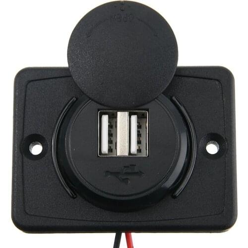 DC12V / 24V Dual USB Car Charger 2 Port Adapter Power Socket Fast Charging Panel Mount For Ships Yachts Buses Hot Sale