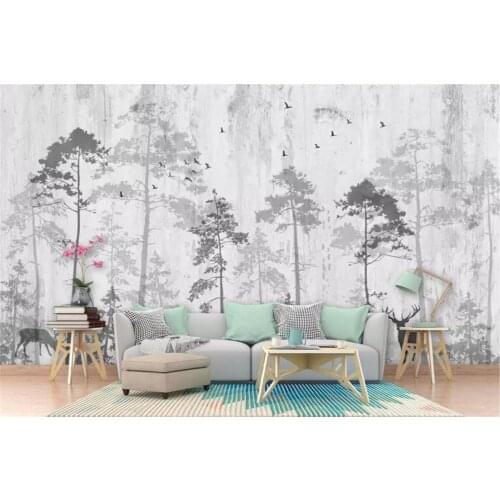 Beibehang Custom Wallpaper photo Black and white woods Nature Landscape Wall Mural Living Room Sofa TV Background 3D Wallpaper