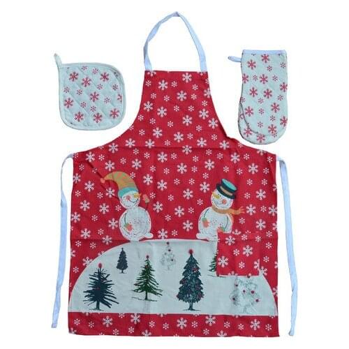 Belnido Home Snowman Printed Cotton Waterproof Kitchen Apron Set MFS0001