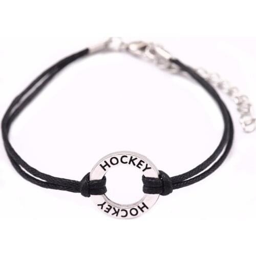 Teamer Brand Adjustable Korean Wax Cord Bracelet Sport Series HOCKEY Pendant Wrist Jewelry For Friendship Gifts 5pcs/lot
