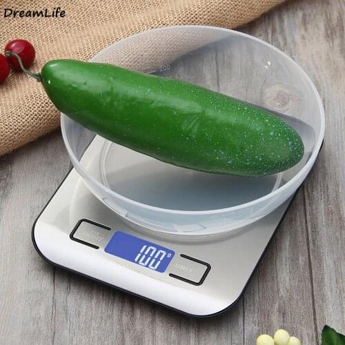 Household 5kg Digital Kitchen Scale Electronic Food Scales Stainless Steel Weight Measuring Tools Slim LCD Weighing Scale