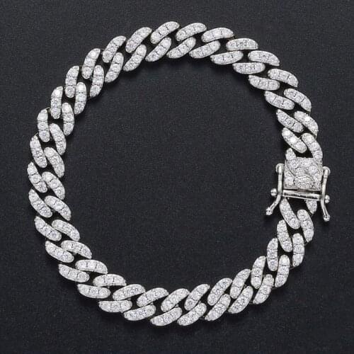 9mm Iced Out Cuban Link Chains for Men Luxury Micro Paved CZ Silver Gold Bling Diamond Anklet Bracelets Women Hip Hop Jewelry