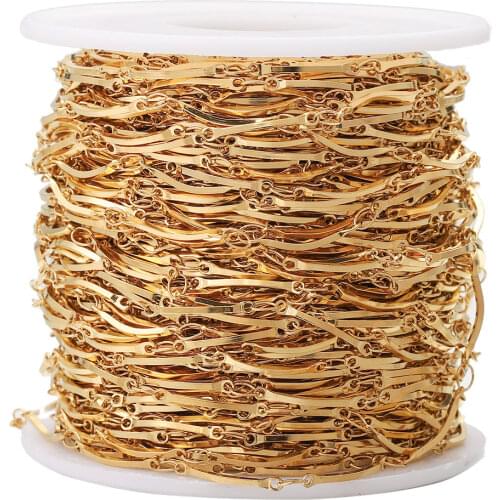 NEW 2M Lot Small Stainless Steel Curved Line Gold Chains for Necklace Bracelet Anklet DIY Jewelry Making Supplies Wholesale Bulk