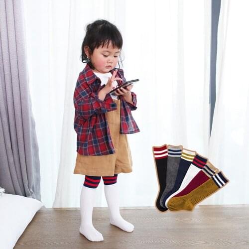Kids Boys Toddlers Girls Socks Knee High Long Soft Cotton Baby Socks Stripped Children Socks School Clothes 4-9 Years