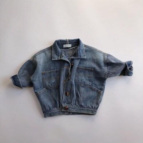 Childrens Jeans Coat 2020 Autumn New Baby Korean Bat Sleeve Loose Cardigan Childrens Denim Jacket Childrens Japanese Coat