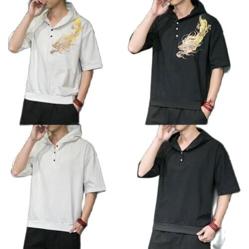 Chinese wind dragon printed short sleeve T-shirt summer youth anti sunsai clothing collection