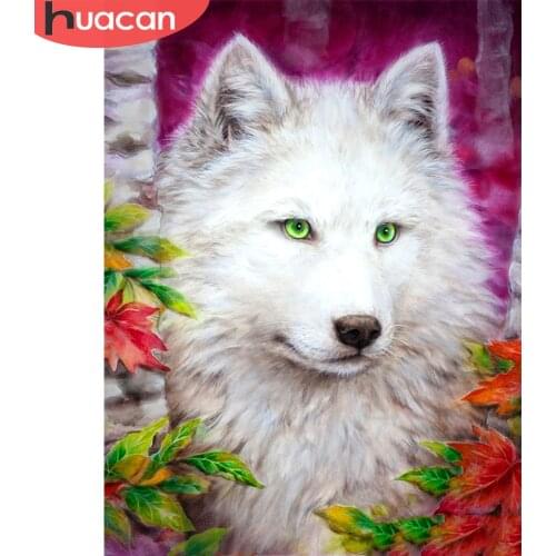 HUACAN 5D Diamond Embroidery Cross Stitch Wolf Diamond Painting Animal Picture Handcraft Mosaic Art Kit Home Decoration