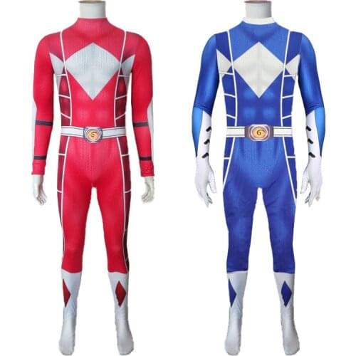 Super Sentai Kyoryu Sentai Zyuranger Rangers Cosplay Costumes Blue Red ranger Zentai Suit Adults Kids