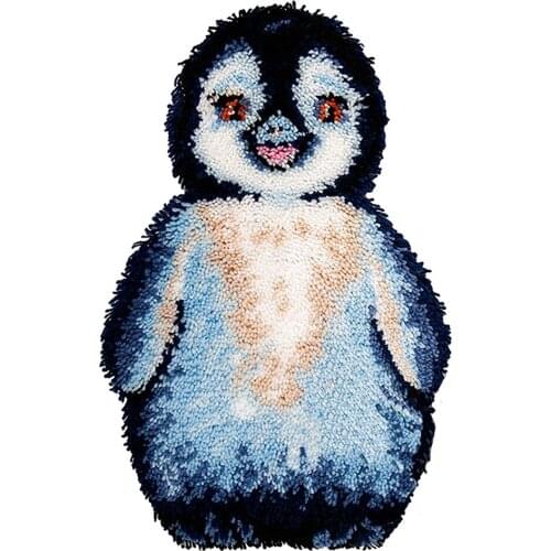 Latch Hook Kits for Adults and Kids with Printed Penguin Pattern Relaxing Fun Hobby Kit Including Hooks