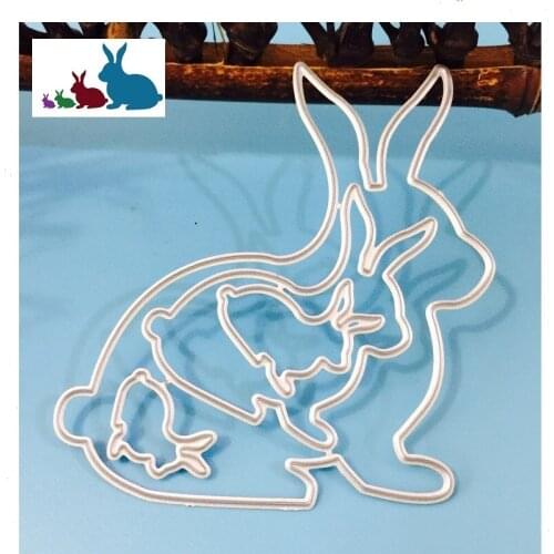 4pcs DIY Scrapbooking Embossing Paper Cards Die Cuts Craft Decorative Cute Easter Jumping Rabbit Metal Cutting Dies