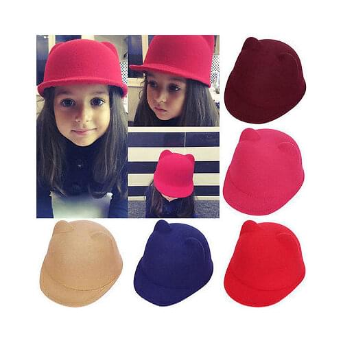 Cute Toddler Kids Boy Girl Fe Hat Jazz Short Brim Trilby Sun Panama Cap