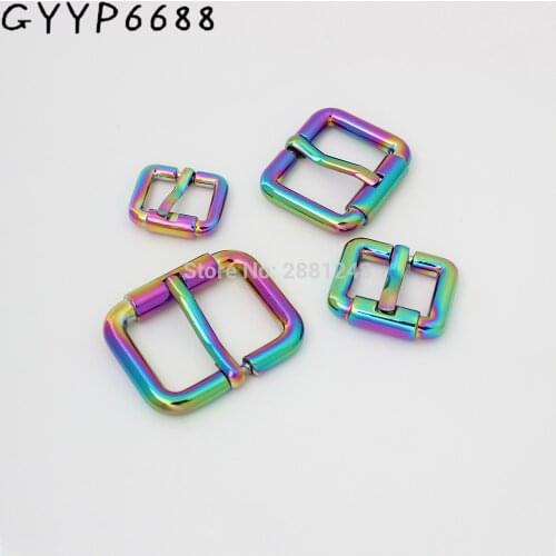 10-30pcs Rainbow 16mm 19mm 25mm 31 38mm polished turnbuckle pin buckle bags/belts rainbow buckles round slider buckle tri glide