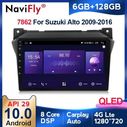 NaviFly 7862 QLED Screen 1280*720 Android 10.0 For Suzuki alto 2009 - 2016 Car Radio Multimedia Video Player GPS Navigation