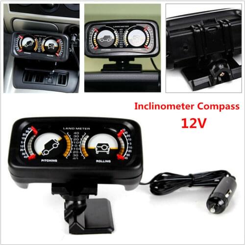 NEW 12V Car Angle Tilt Two-barreled Backlight Inclinometer For Compass Balance Level Slope Meter Gauge Car off-road Inclinometer