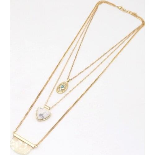 2018 New Natural stone white arrow pendant necklace resin semicircle personality oval mutillayers necklace