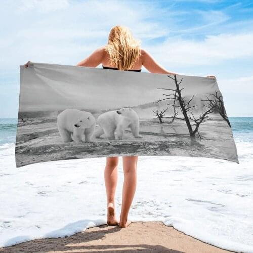 Polar Bear Beach Towel Luxury Quick-dry Microfiber Bathroom Bath Towels Yoga Mat Picnic Blanket